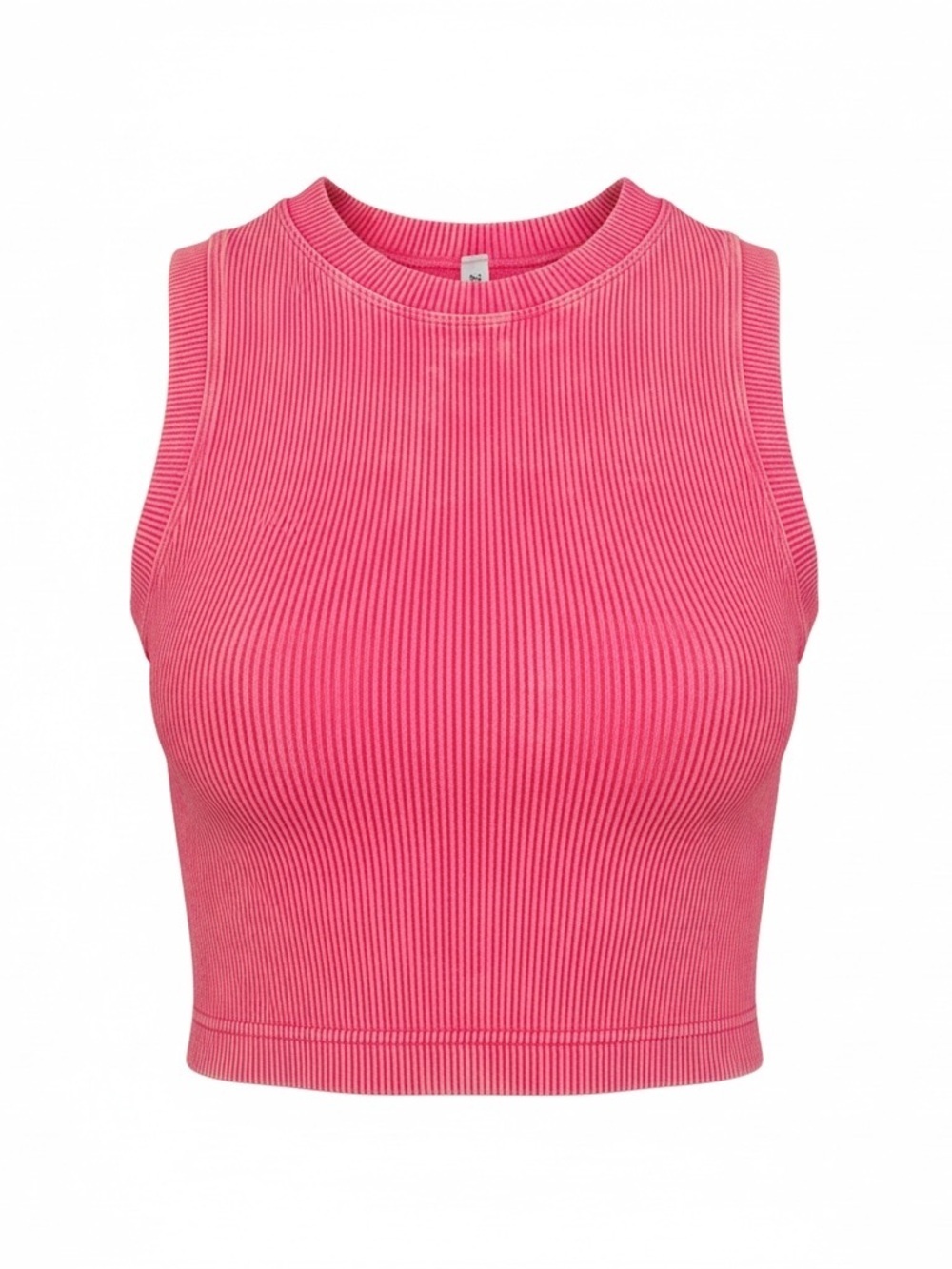 Zenana Outfitters Ribbed Crop Tank Mineral Washed Hot Pink